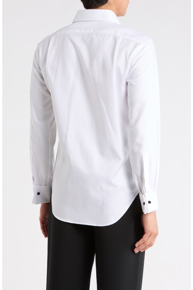 Cotton Tuxedo Trim Fit Dress Shirt, Alternate, color, WHITE