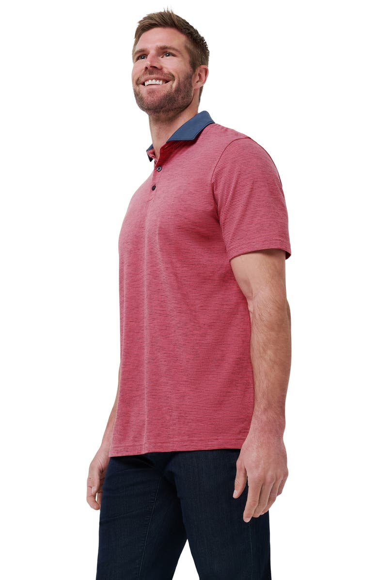 TravisMathew Common Interest Space Dye Stripe Polo, Alternate, color, Rose Wine