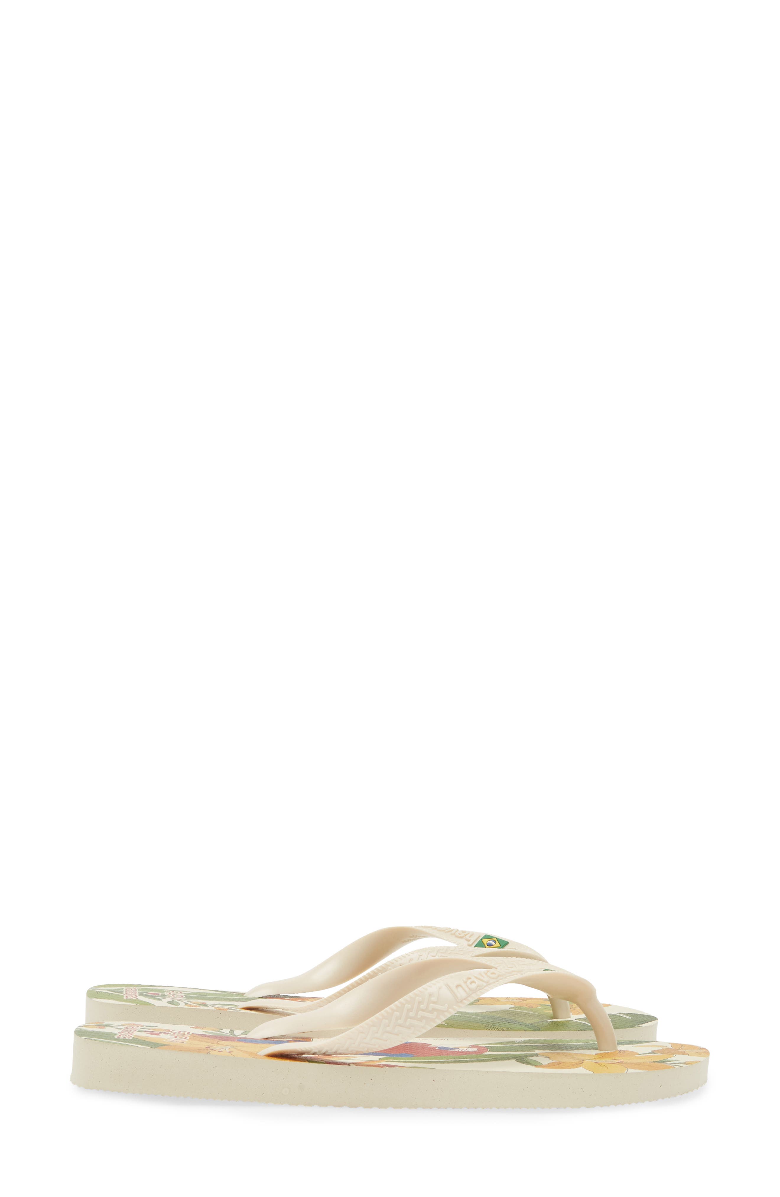 Havaianas x FARM Rio Parrot Floral Flip Flop, Alternate, color, Beige