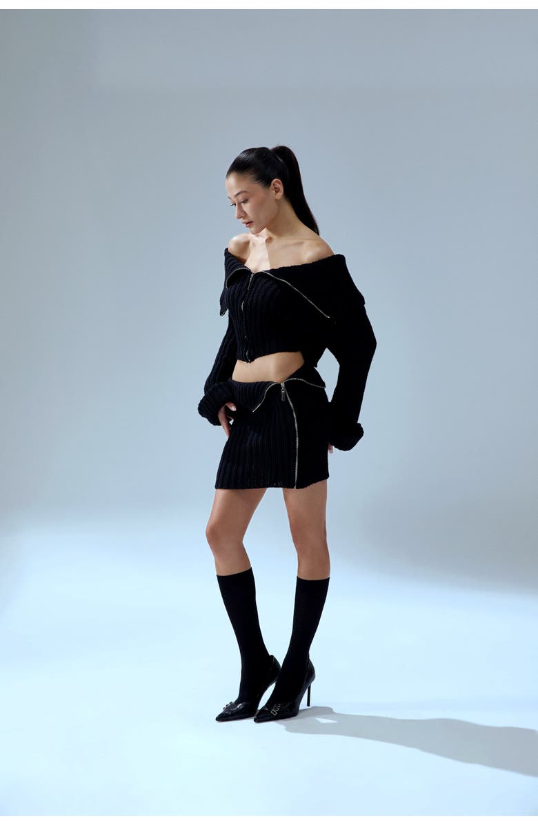 PCFG Cashmere Blend Your *Itch Zipped Knit Skirt, Alternate, color, Black