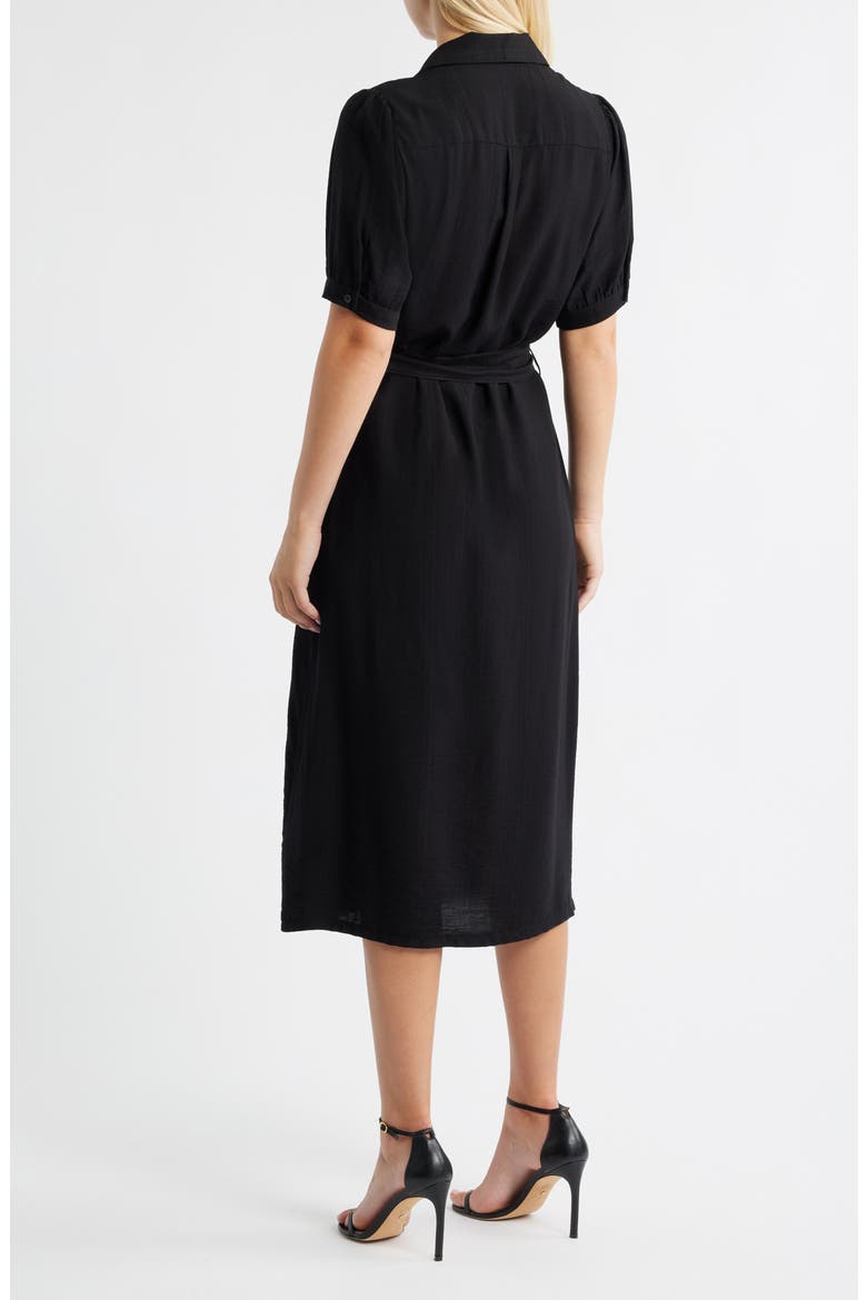 Tie Waist Midi Shirtdress, Alternate, color, RICH BLACK