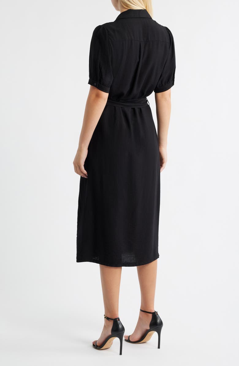 Halogen<sup>®</sup> Tie Waist Midi Shirtdress, Alternate, color, Rich Black