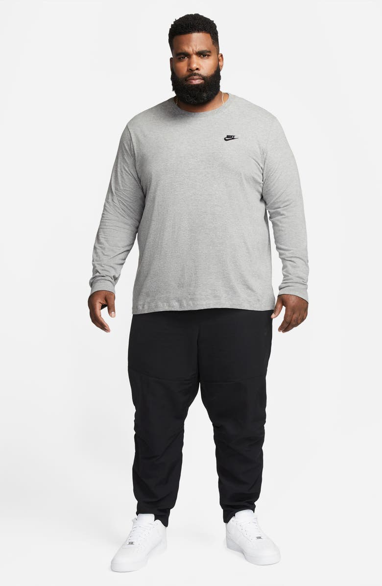Nike Sportswear Club Long Sleeve T-Shirt, Alternate, color, Heather Grey/ Black