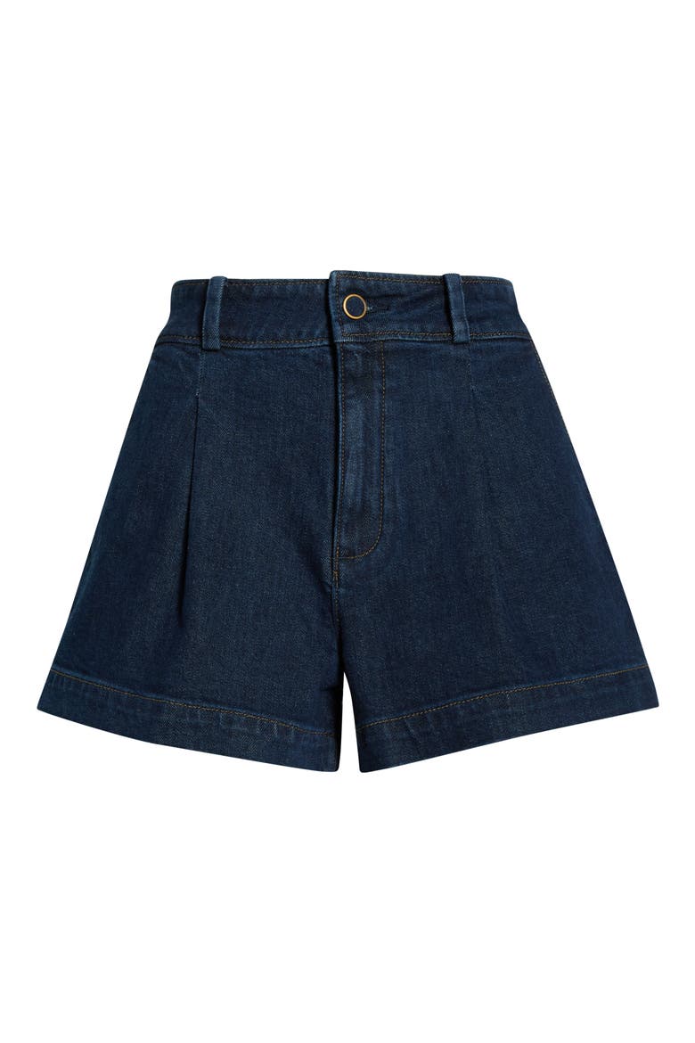 Camille Pleated Denim Shorts, Alternate, color, BALLAST