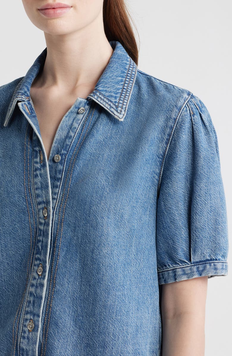 rag & bone Featherweight Taylor Short Sleeve Denim Button-Up Shirt, Alternate, color, Lyon