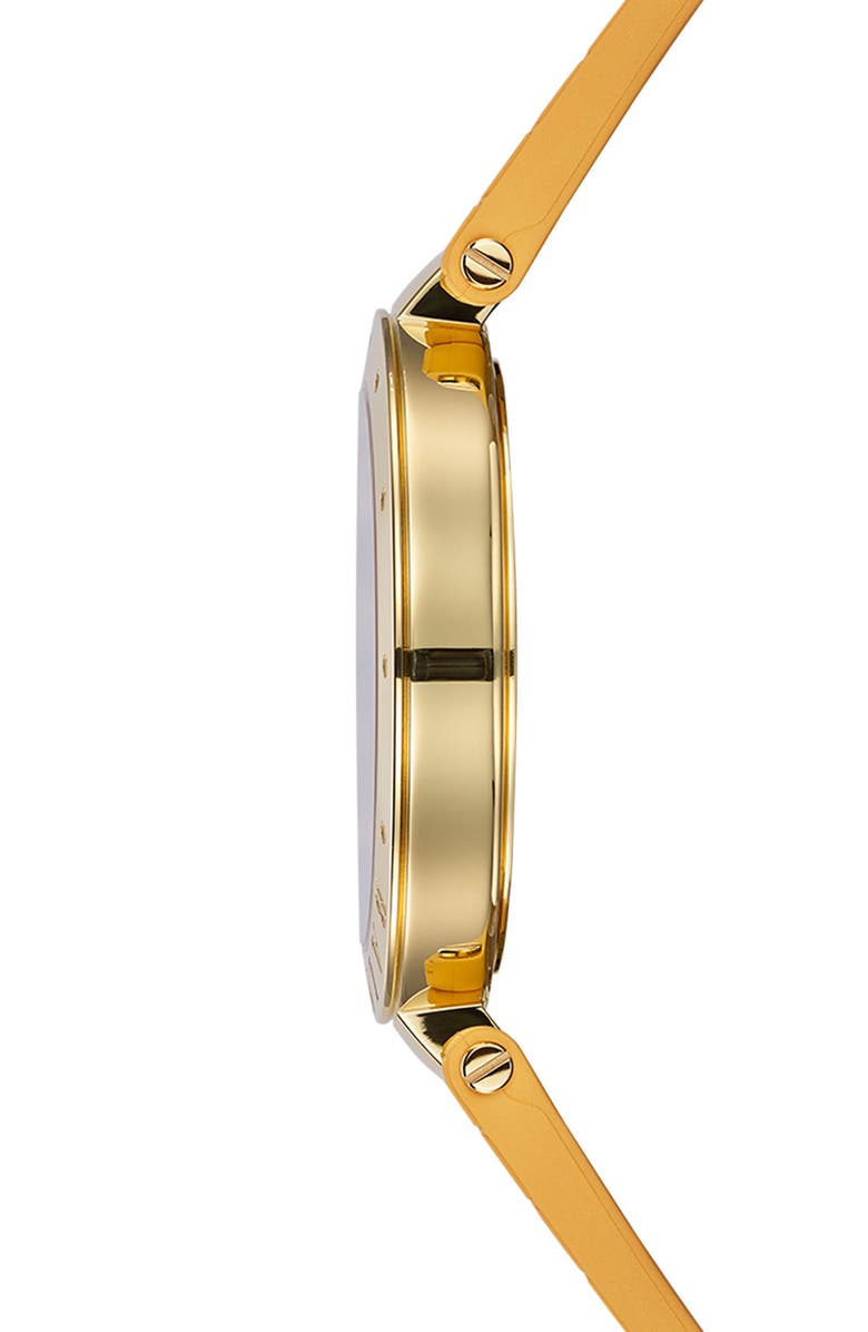 Balmain Bijou Rubber Strap Watch, 33mm, Alternate, color, Yellow Gold Pvd Coating