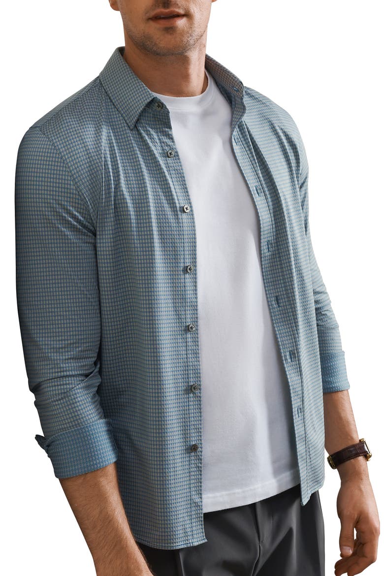 Commuter Slim Fit Gingham Shirt, Alternate, color, OLIVE SHADOW GINGHAM