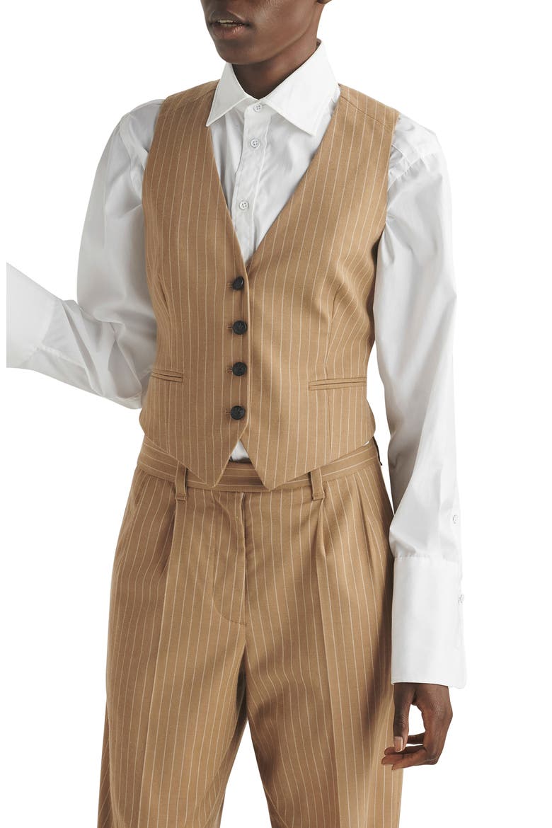 Priya Stripe Vest, Alternate, color, CAMELSTRP