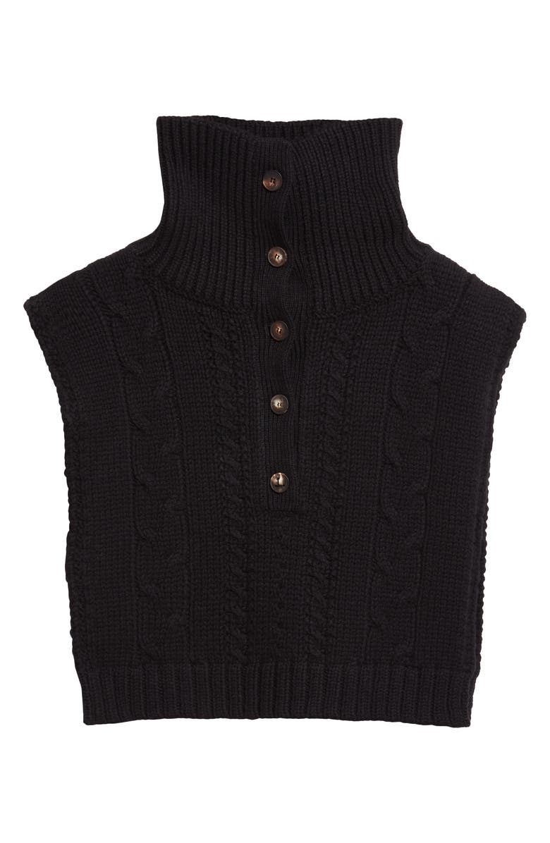 Lafayette 148 New York Cable Knit Merino Wool & Cashmere Sweater Dickey, Alternate, color, Black