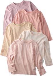 BUTTERBLU Kids' London Long Sleeve Organic Cotton Assorted 5-Pack T-Shirts