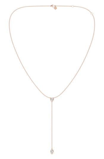 Everyday By Hautecarat Mixed Shape Diamond Lariat Y-necklace In 14k Rose Gold