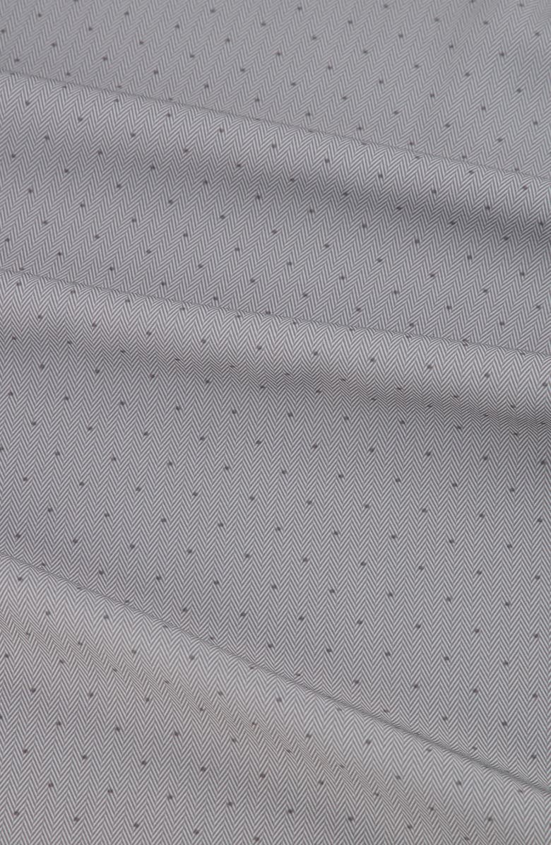 Report Collection Modern Fit Herringbone Print 4-Way Stretch Button-Up Shirt, Alternate, color, Light Grey