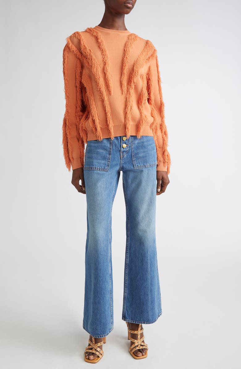 Ulla Johnson Aubree Fringed Sweater, Alternate, color, Tulip