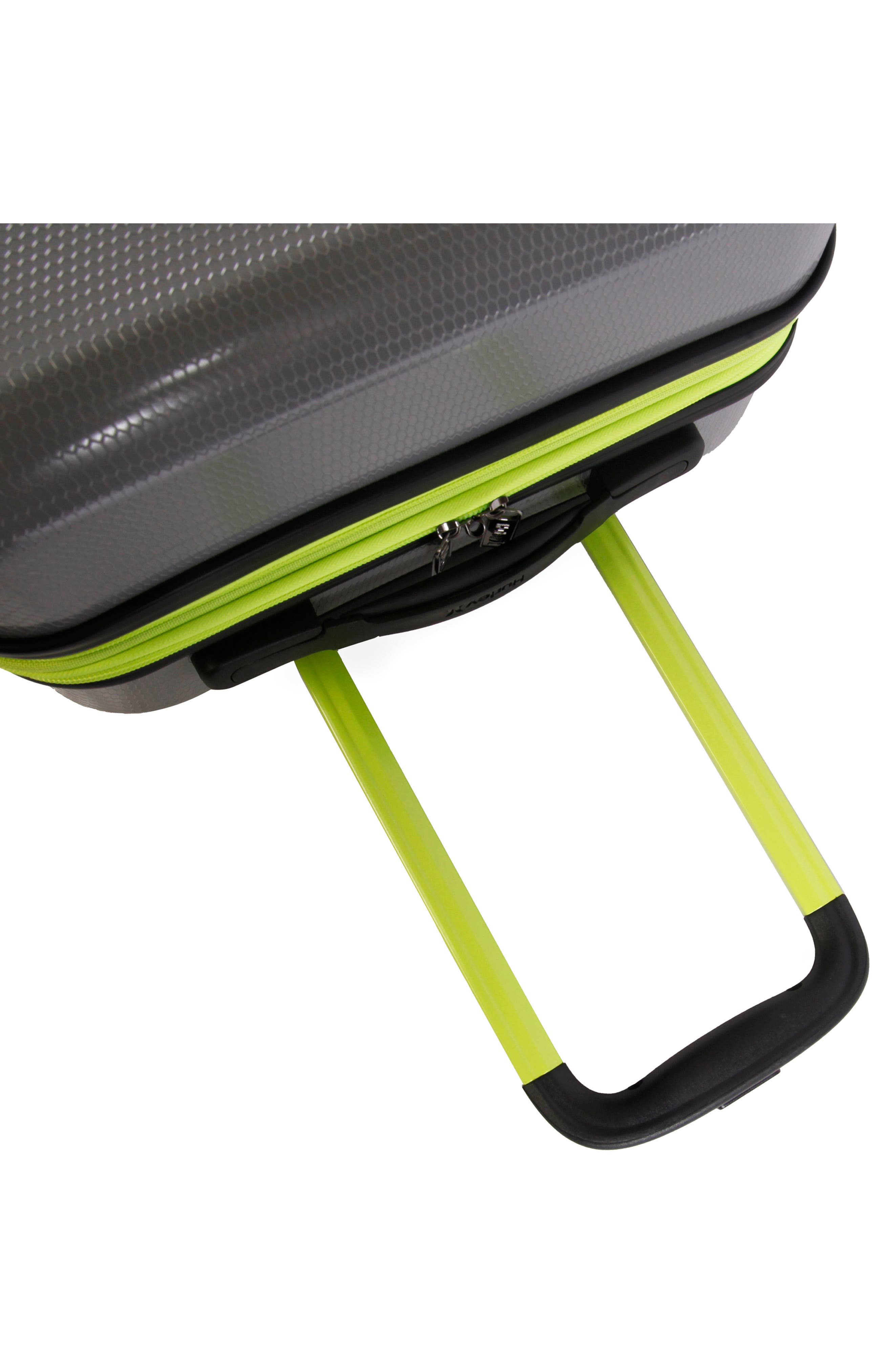 Hurley Looper 21" Hardshell Spinner Suitcase, Alternate, color, Light Grey / Neon