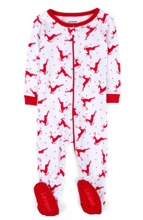 Kids Footed Printed Cotton Matching Family Holiday Pajamas, Argyles & Holiday Prints (Toddler, Little Kid & Big Kid)