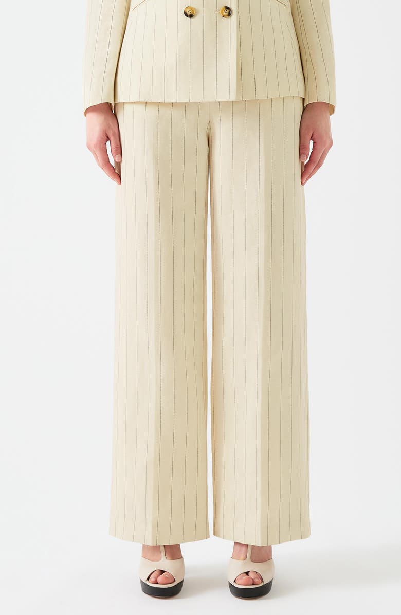 LK Bennett Pinstripe Pinstripe Linen Blend Pants, Main, color,