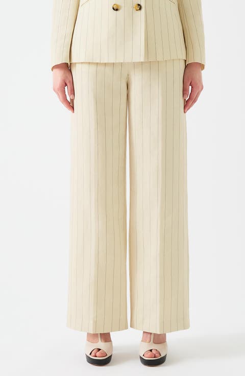 Pinstripe Pinstripe Linen Blend Pants