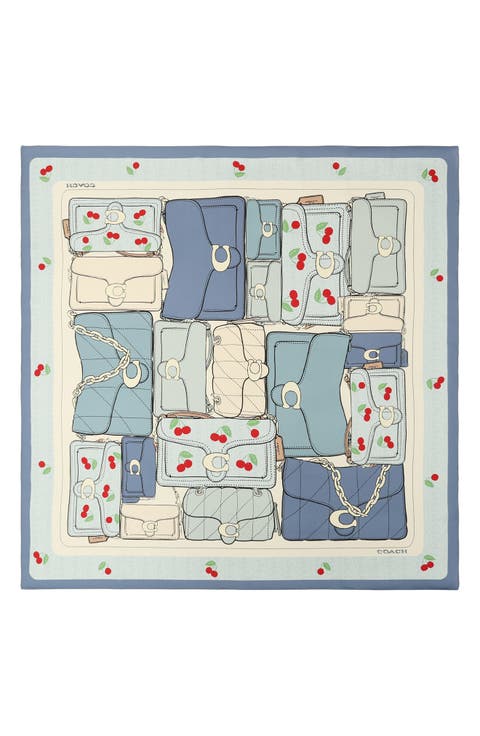 Tabby Cherry Square Silk Scarf
