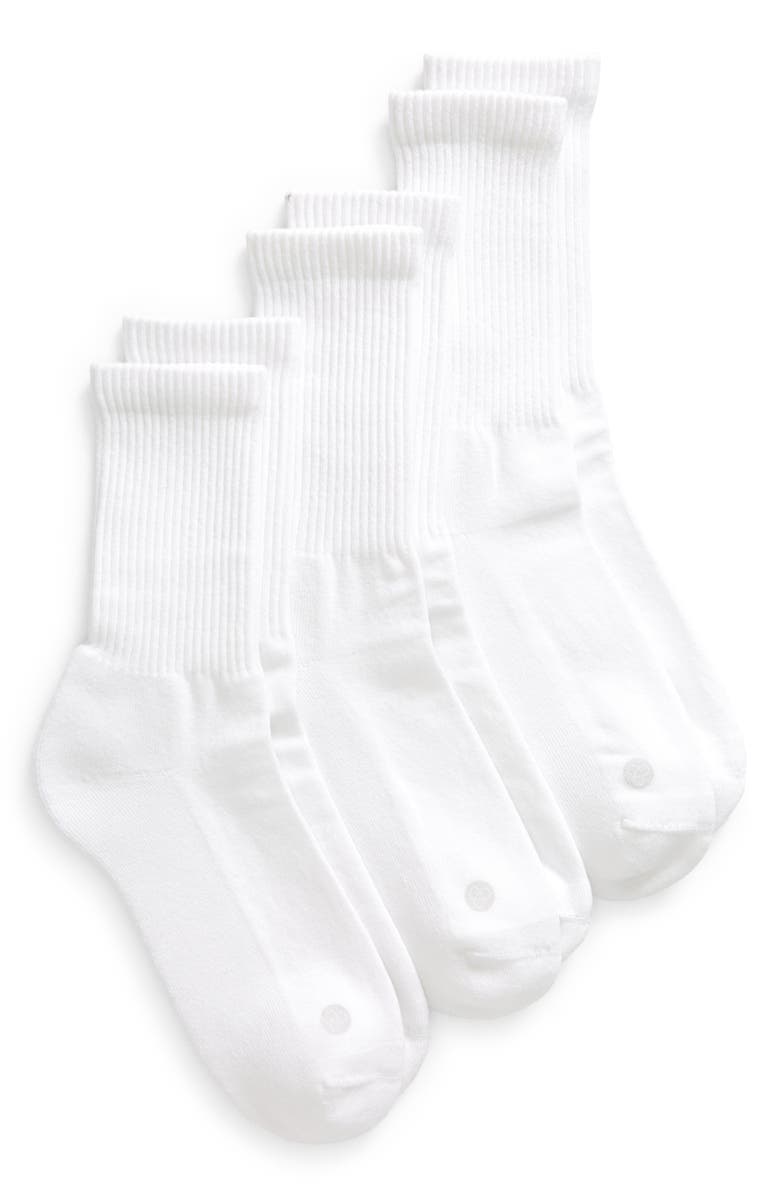 Zella 3-Pack Crew Socks, Main, color, White