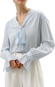 Lilysilk Silk V-neck Ribbon Blouse
