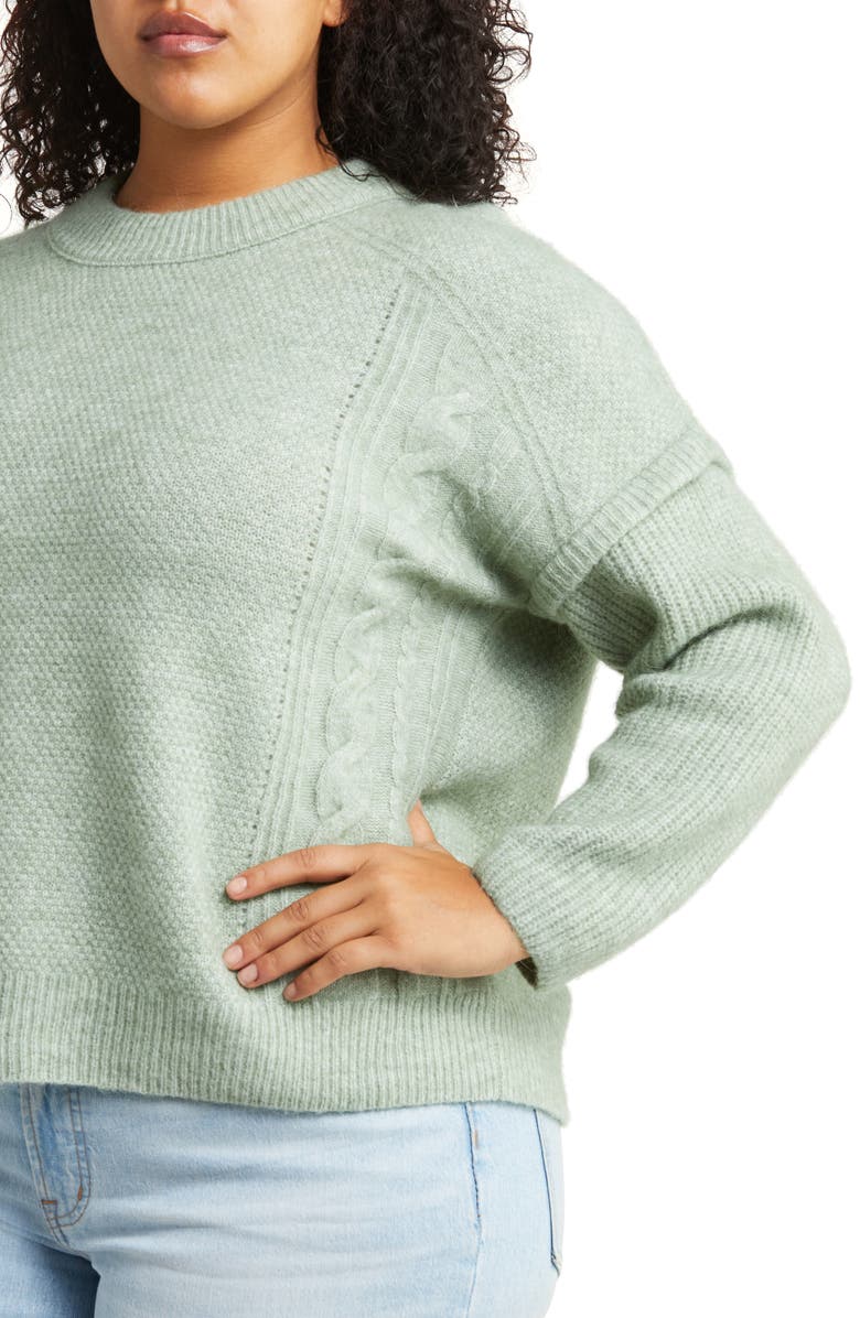 Madewell Cable Stitch Crewneck Sweater, Alternate, color,