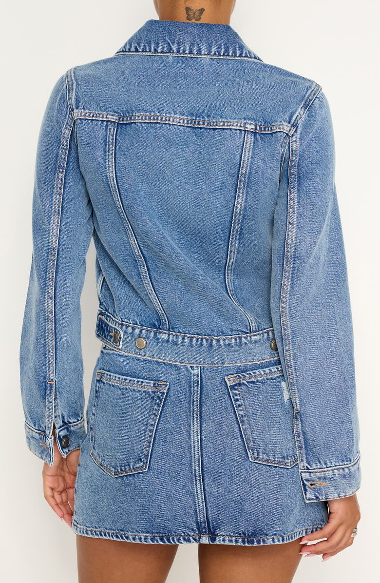 Good American Shrunken Crop Denim Trucker Jacket, Alternate, color,