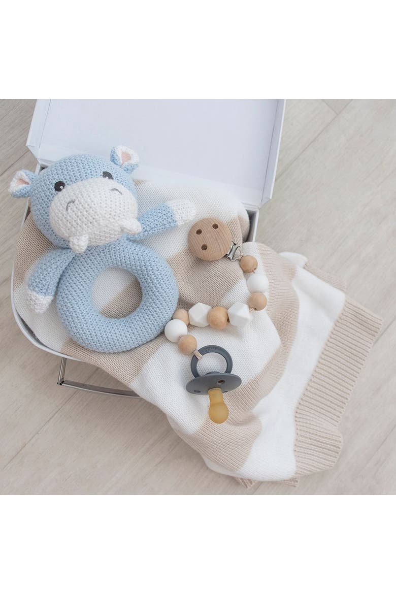Whimsical Knit Rattle - Henry Hippo, Alternate, color, White