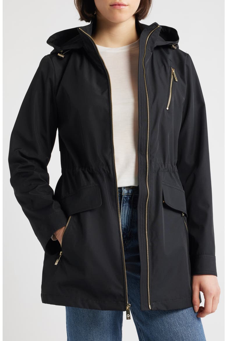 Zip Front Jacket with Removable Hood, Alternate, color, BLACK