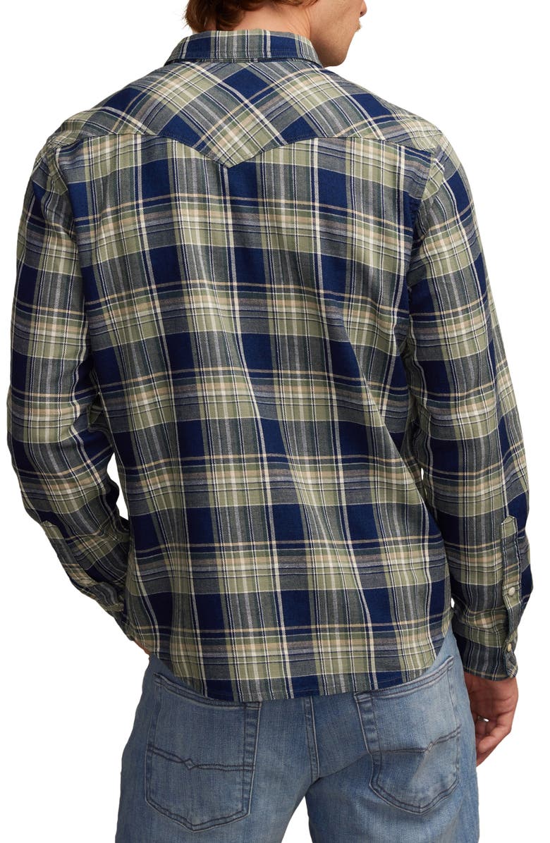 Lucky Brand Plaid Snap-Up Western Shirt, Alternate, color, Green Multi