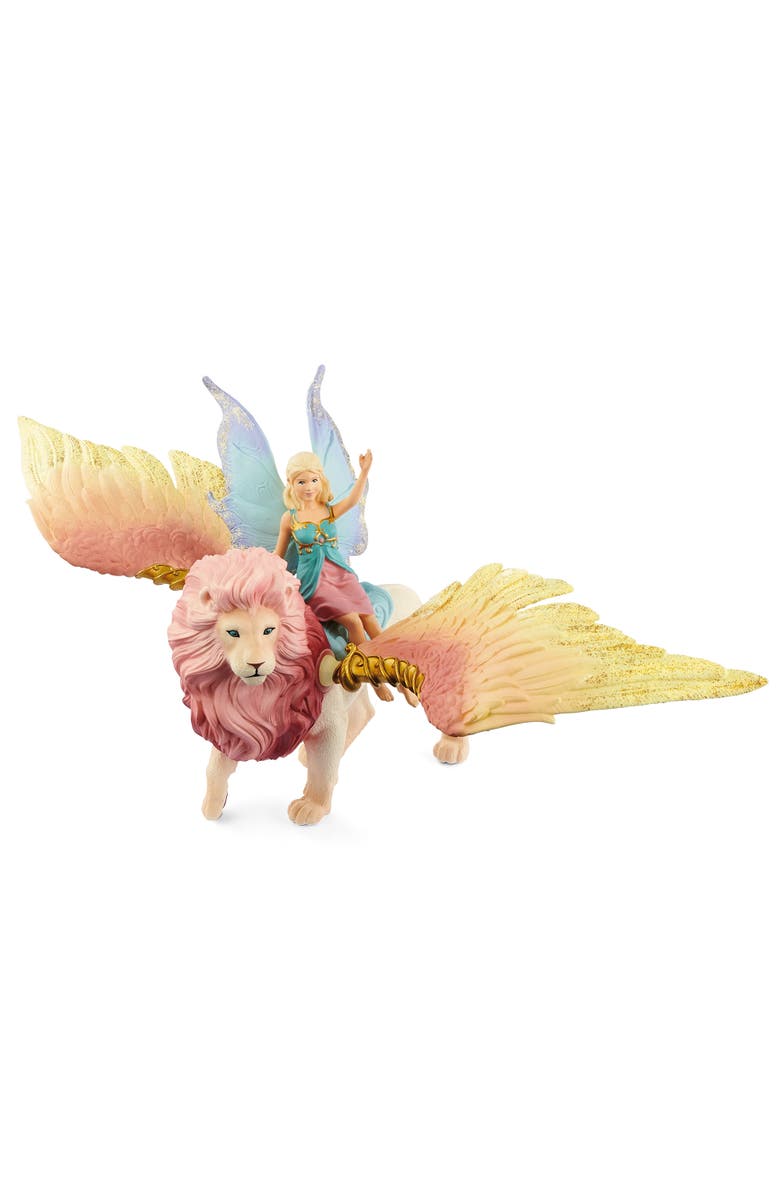 Schleich Bayala Fairy In Flight On Winged Lion, 2 Piece Figurine Playset, Alternate, color, Multicolored