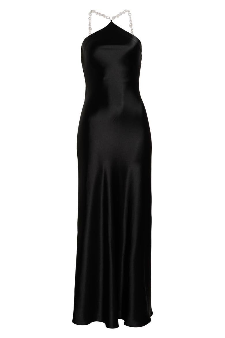 Cadence Sleeveless Satin Maxi Dress, Alternate, color, BLACK