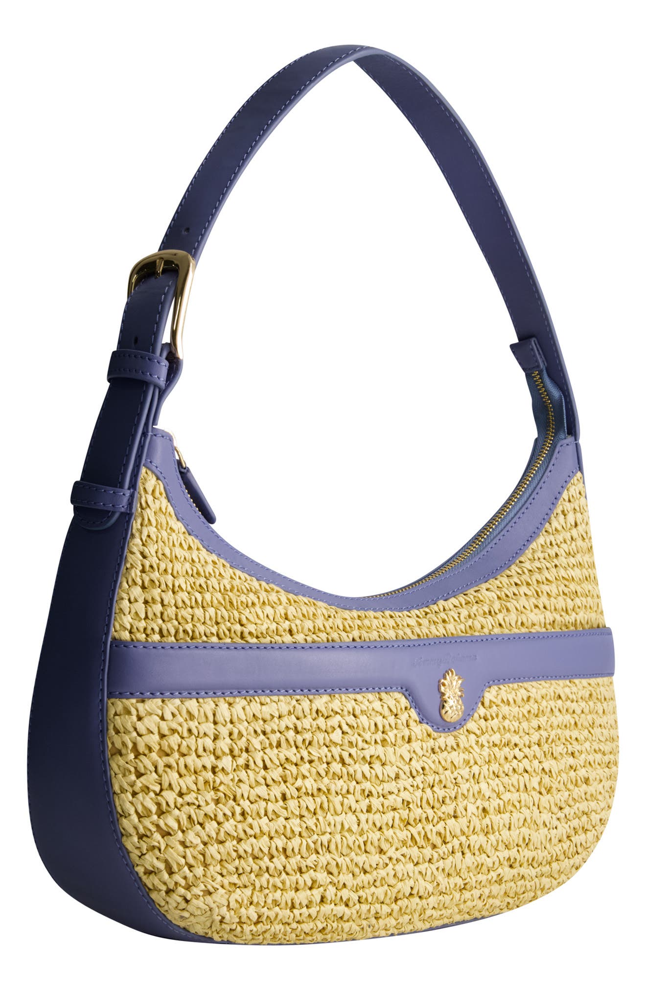 Soft Straw Zip-Top Hobo, Alternate, color, BLUE