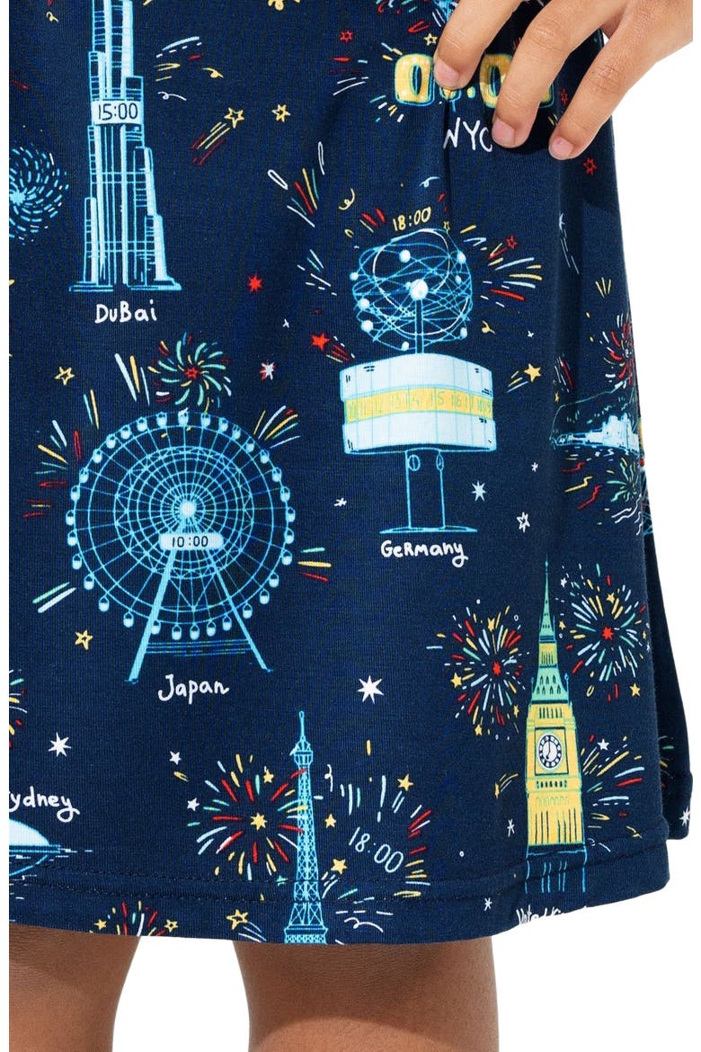 Kids' New Year's Worldwide Countdown Long Sleeve Dress, Alternate, color, Worldwide Countdown