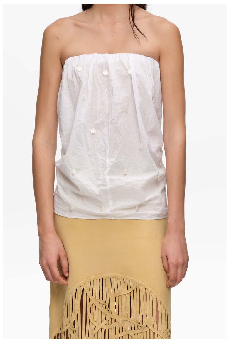 Ruched Strapless Top, Main, color, WHITE