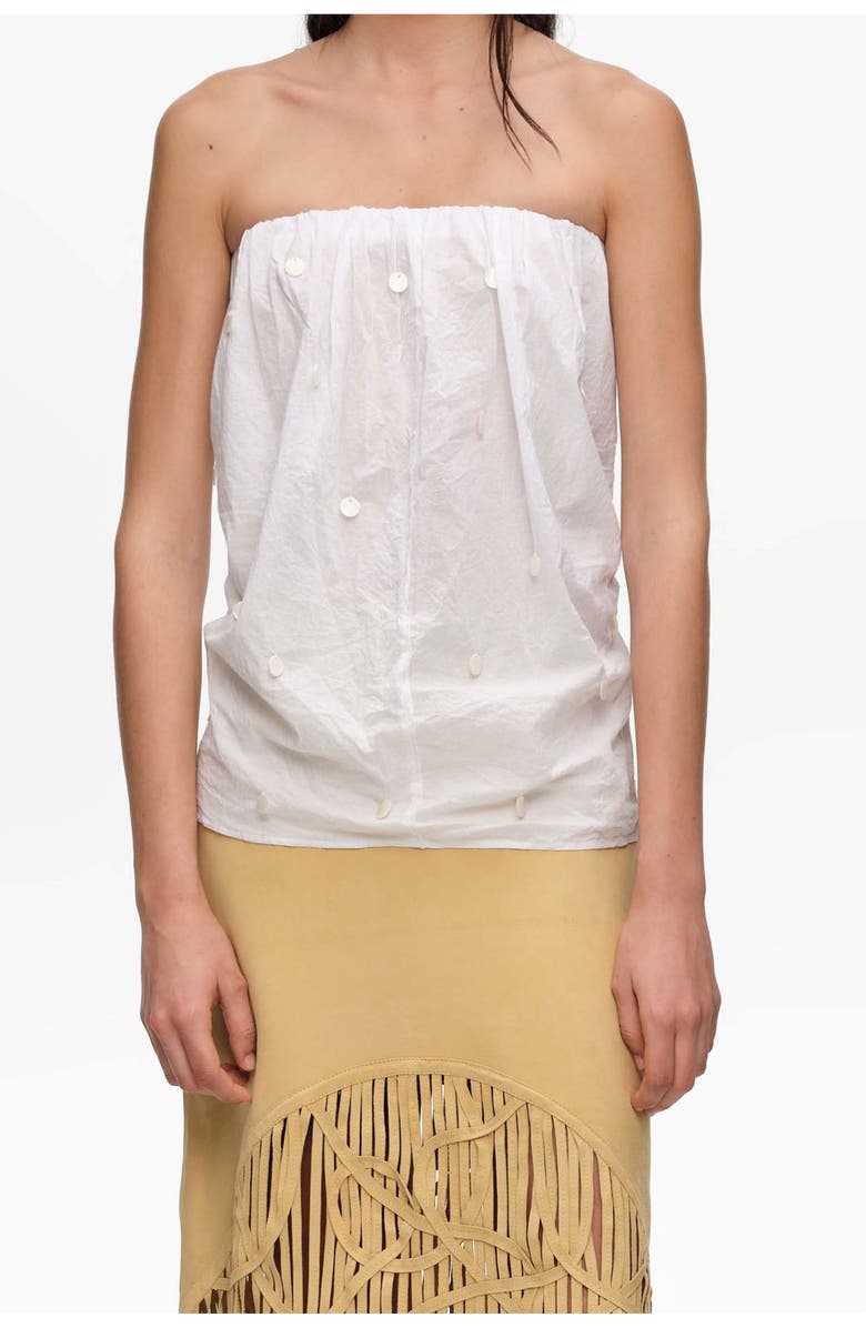 Bimba y Lola Ruched Strapless Top, Main, color, White