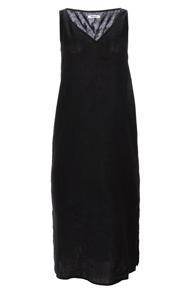 Madewell Linen Blend V-Neck Midi Tank Dress, Alternate, color, 