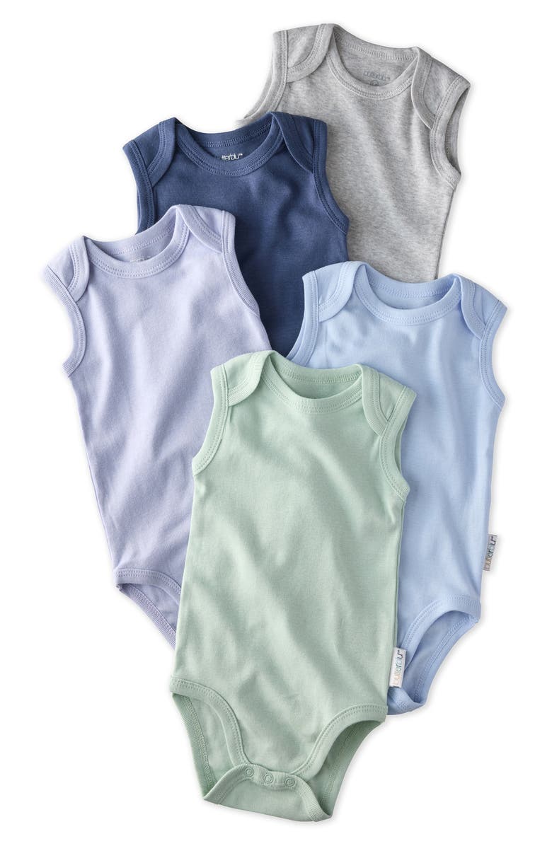 BUTTERBLU Sam Assorted 5-Pack Sleeveless Organic Cotton Bodysuits, Main, color,
