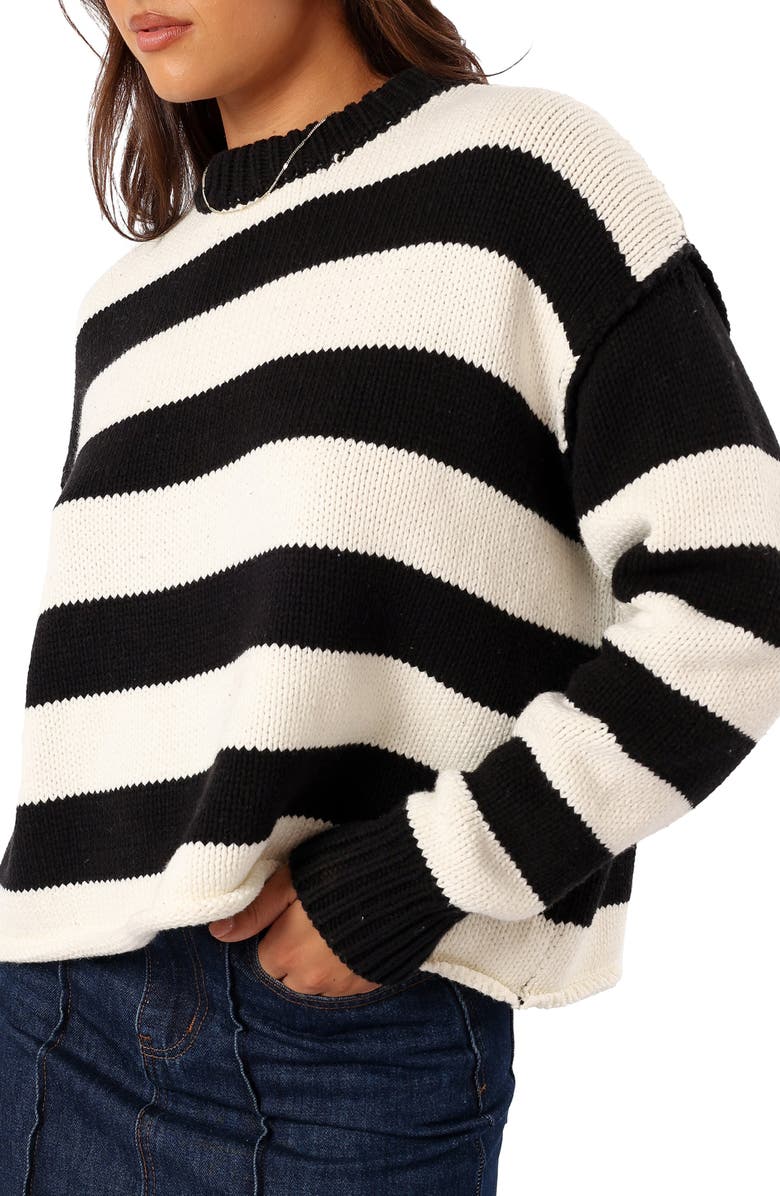 Petal & Pup Gretchen Stripe Crewneck Sweater, Main, color, Black