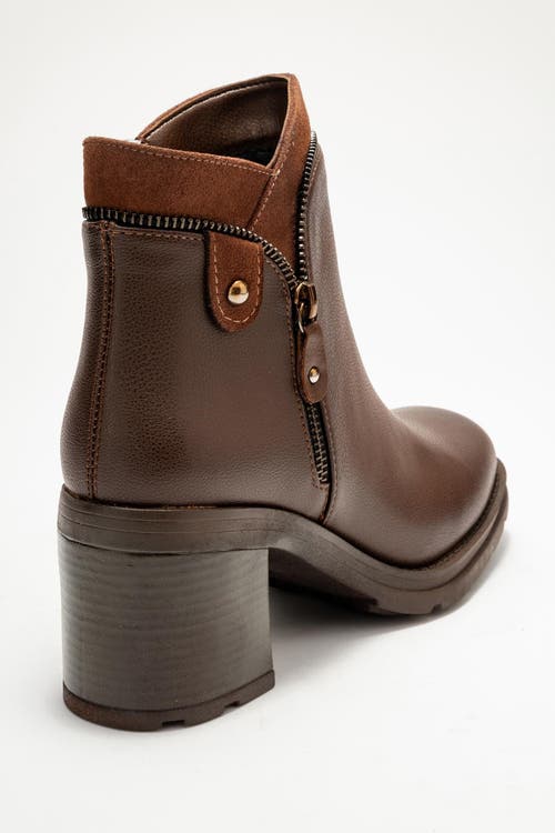 Prologue Shoes Parly Zip-block Heel Boot In Brown