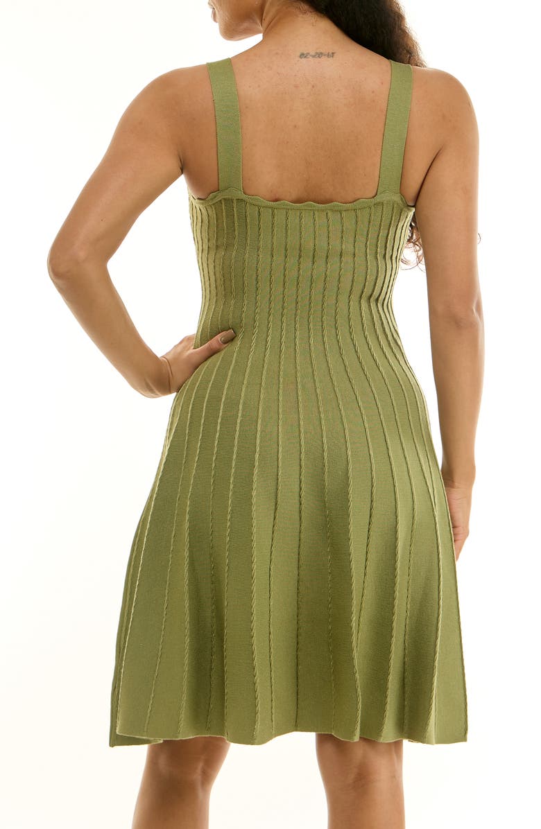 Nina Leonard Fit & Flare Rib Knit Dress, Alternate, color, Soft Olive
