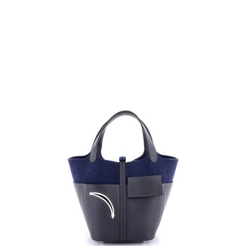 Pre-owned Hermes Hermes Go Team Picotin Lock Bag Feutre Wool And Swift Pm In Blue