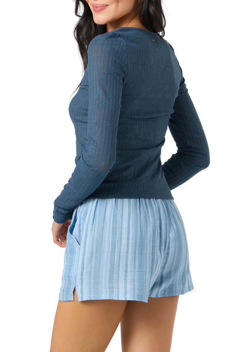 Marliz Pointelle Long Sleeve Cotton Top, Alternate, color, SLATE