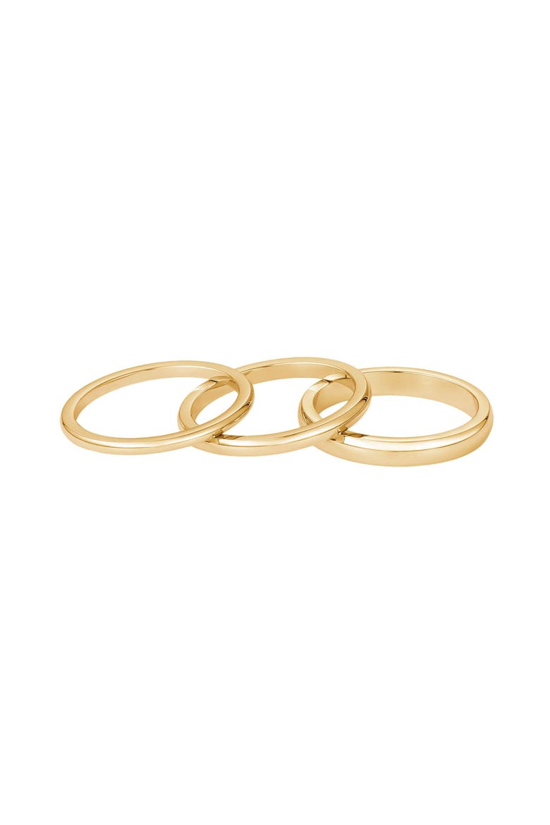 Set of 3 Stackable Band Rings, Alternate, color, GOLD