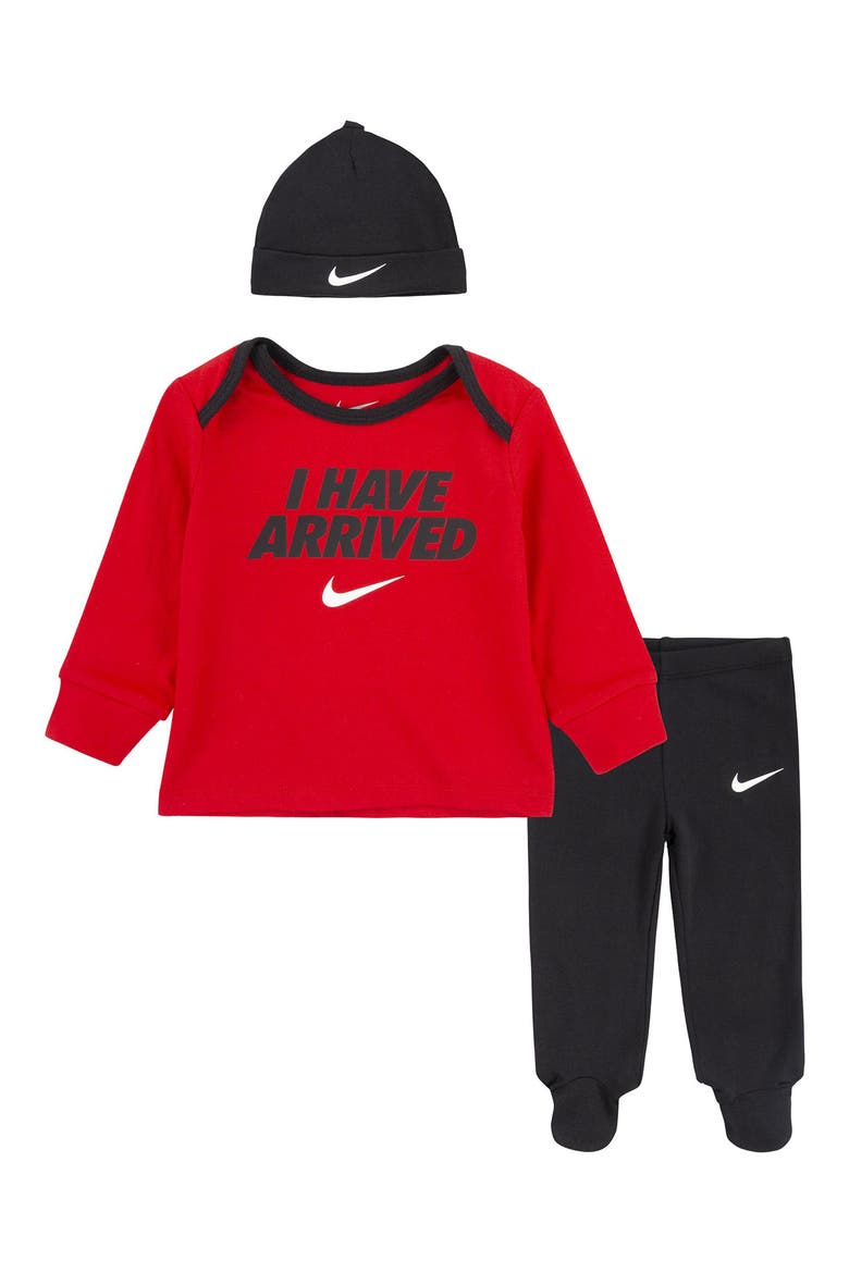 I Have Arrived T-Shirt, Footed Leggings & Beanie Set, Main, color, BLACK