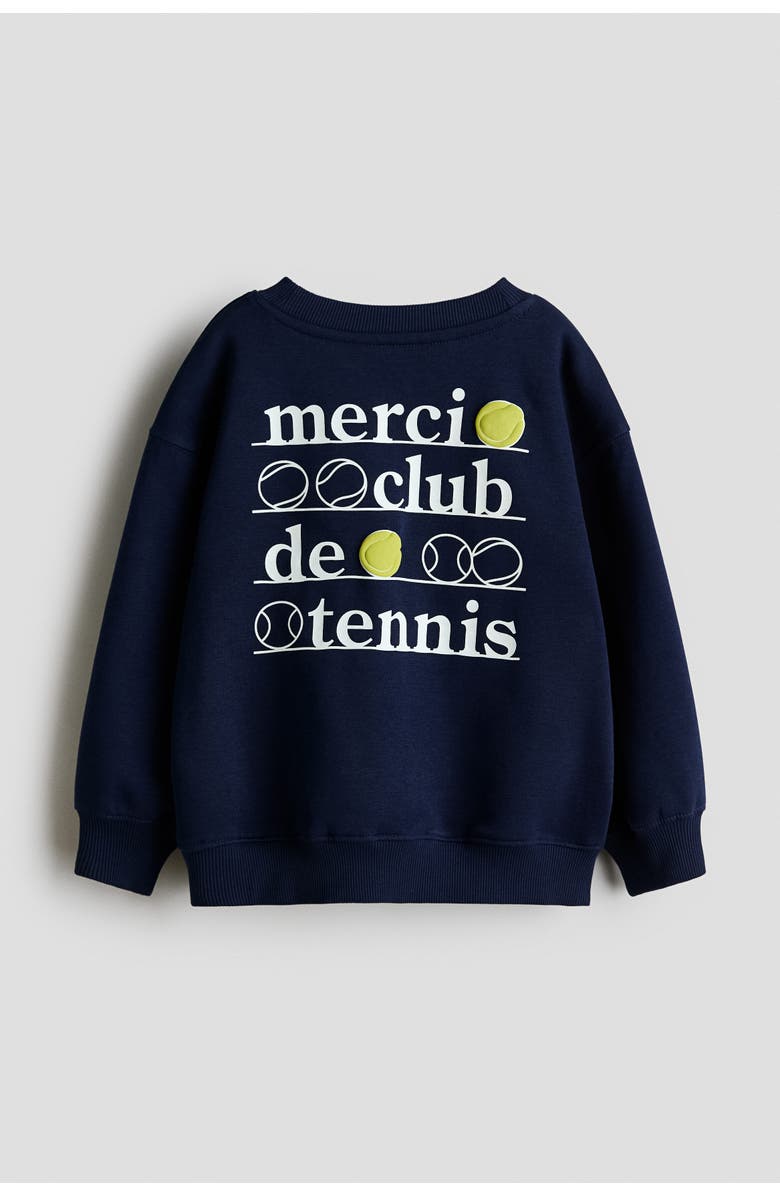 H&M Printed Sweatshirt, Alternate, color, Navy Blue/Club De Tennis