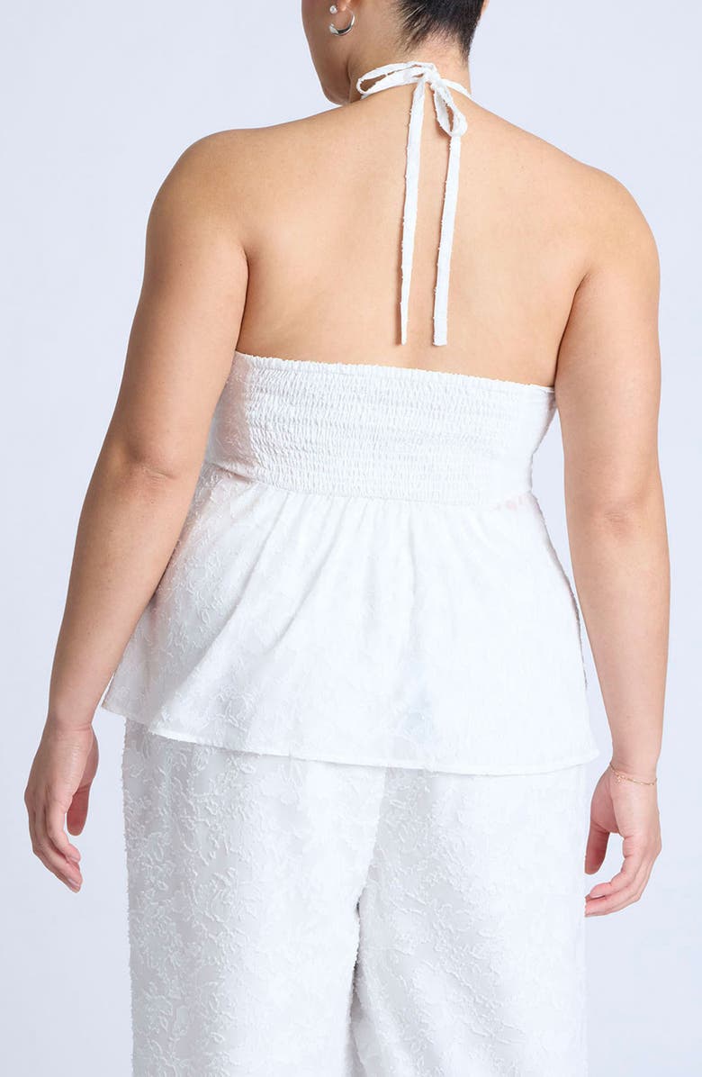 ELOQUII Tie Neck Halter Jacquard Top, Alternate, color, 