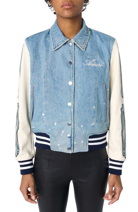 Bones Mixed Media Varsity Jacket