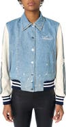 AMIRI Bones Mixed Media Varsity Jacket