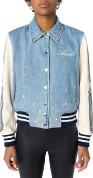 AMIRI Bones Mixed Media Varsity Jacket