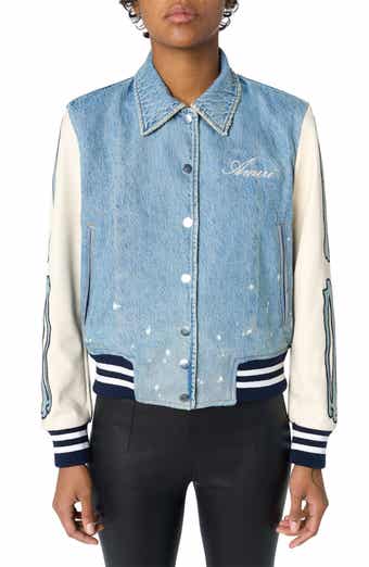 AMIRI Bones Mixed Media Varsity Jacket